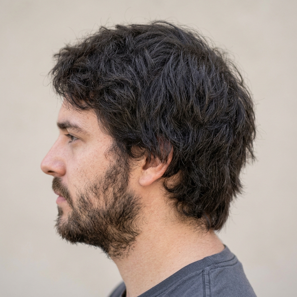 Overgrown hair before a men's skin fade haircut