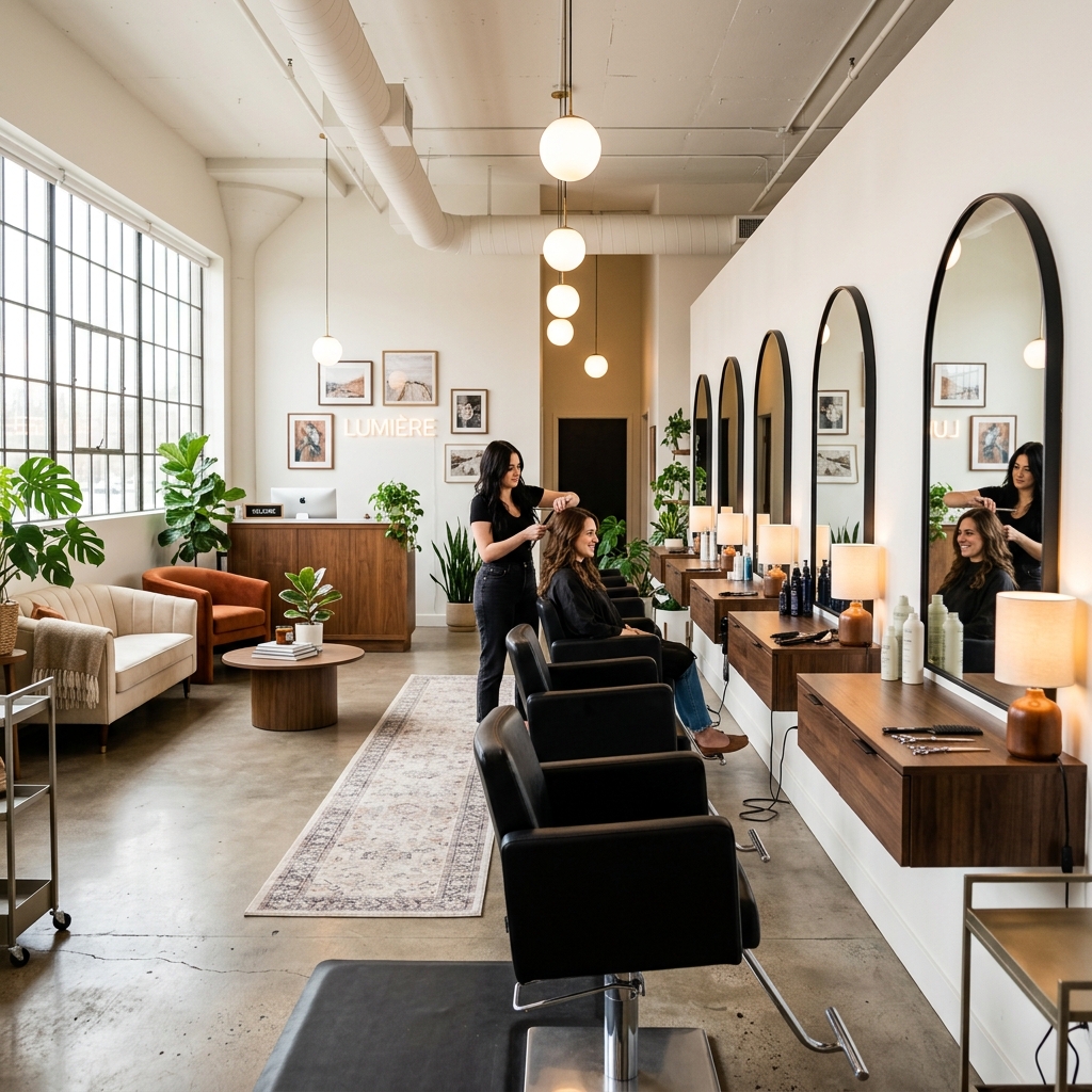 Interior of the Gilded and Grace Salon Co. studio on King Street in Charleston, South Carolina