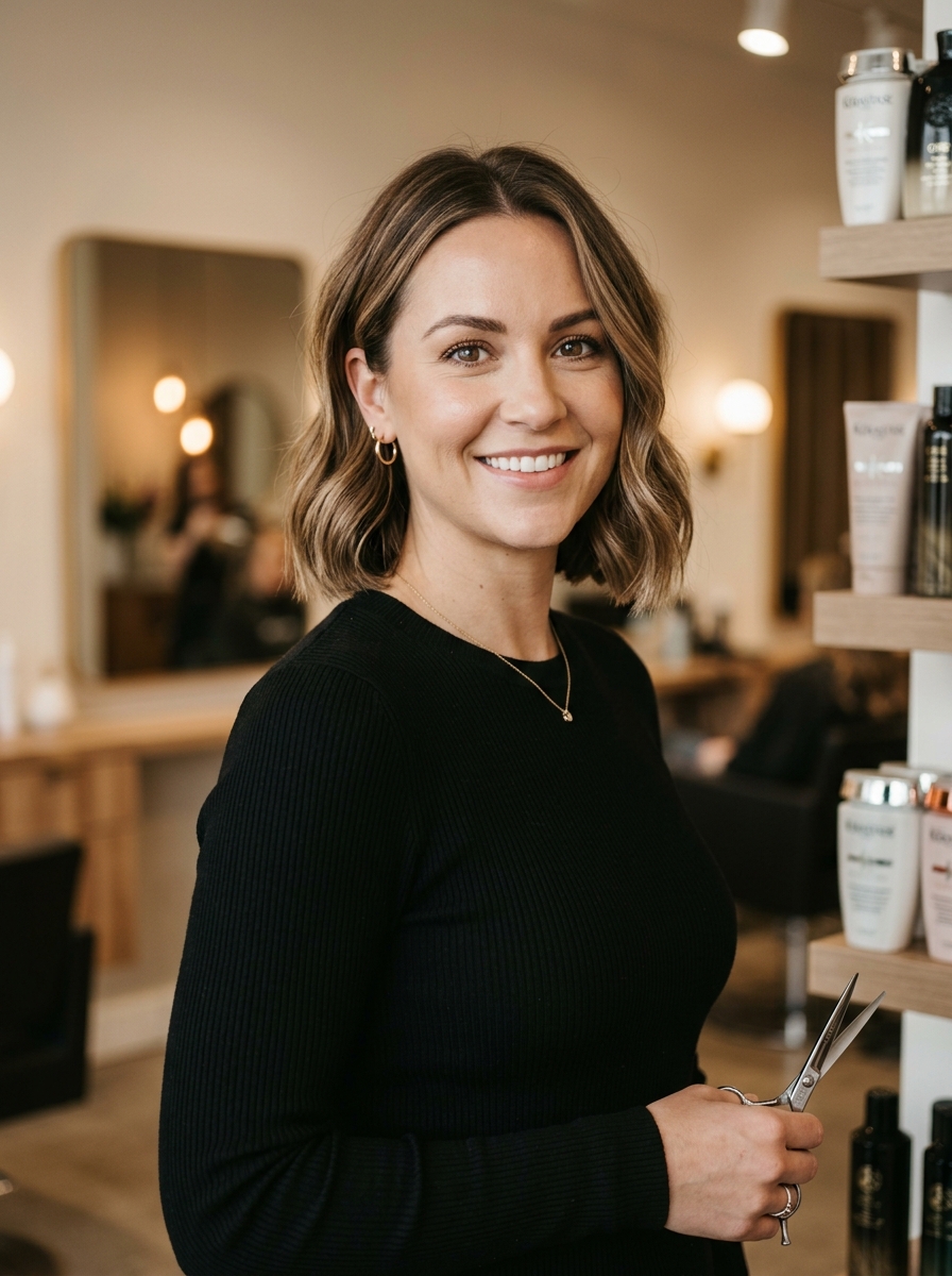 Portrait of Elena Cross, Senior Stylist at Gilded and Grace Salon Co.