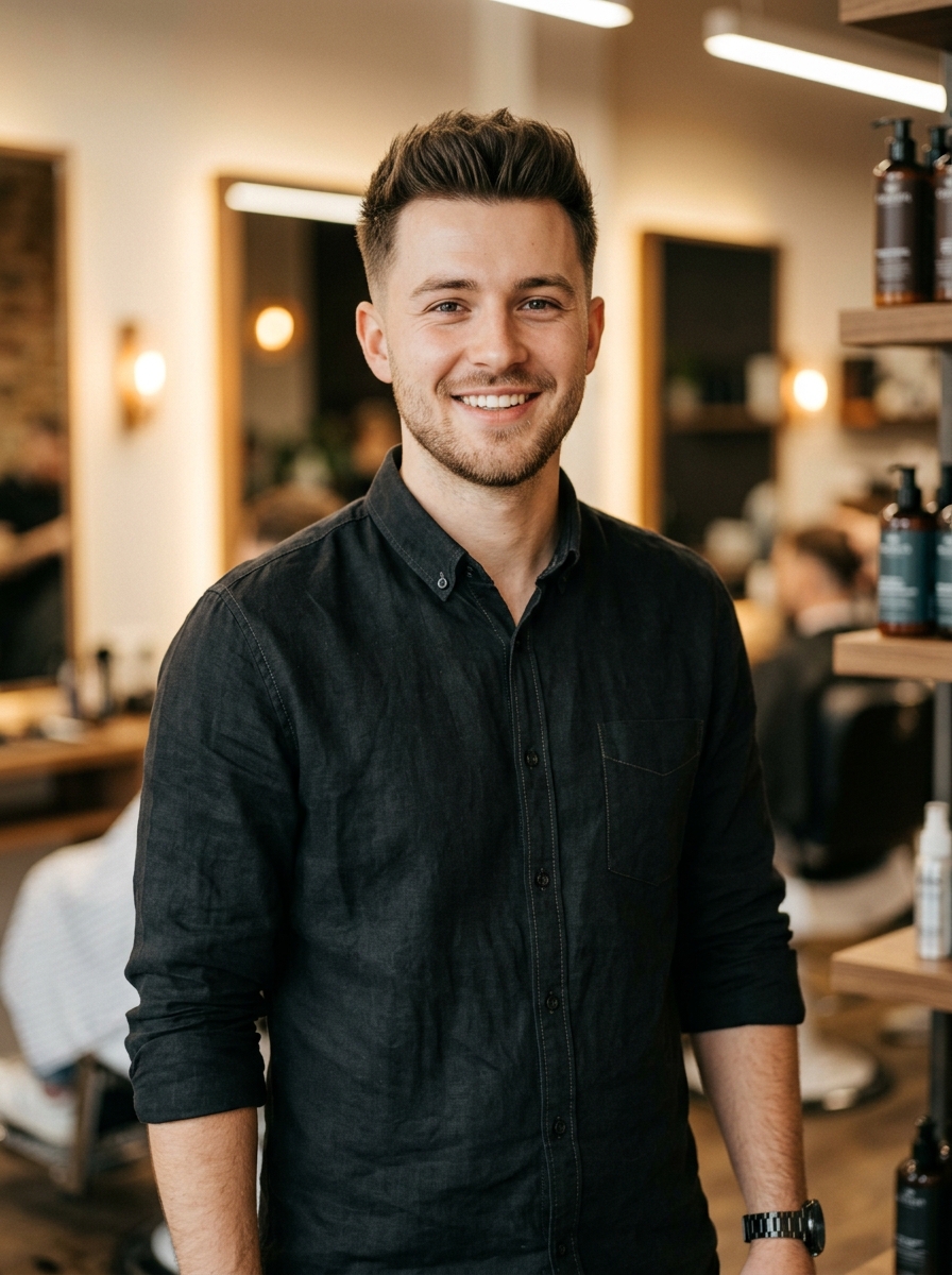 Portrait of Jake Whitfield, Barber at Gilded and Grace Salon Co.